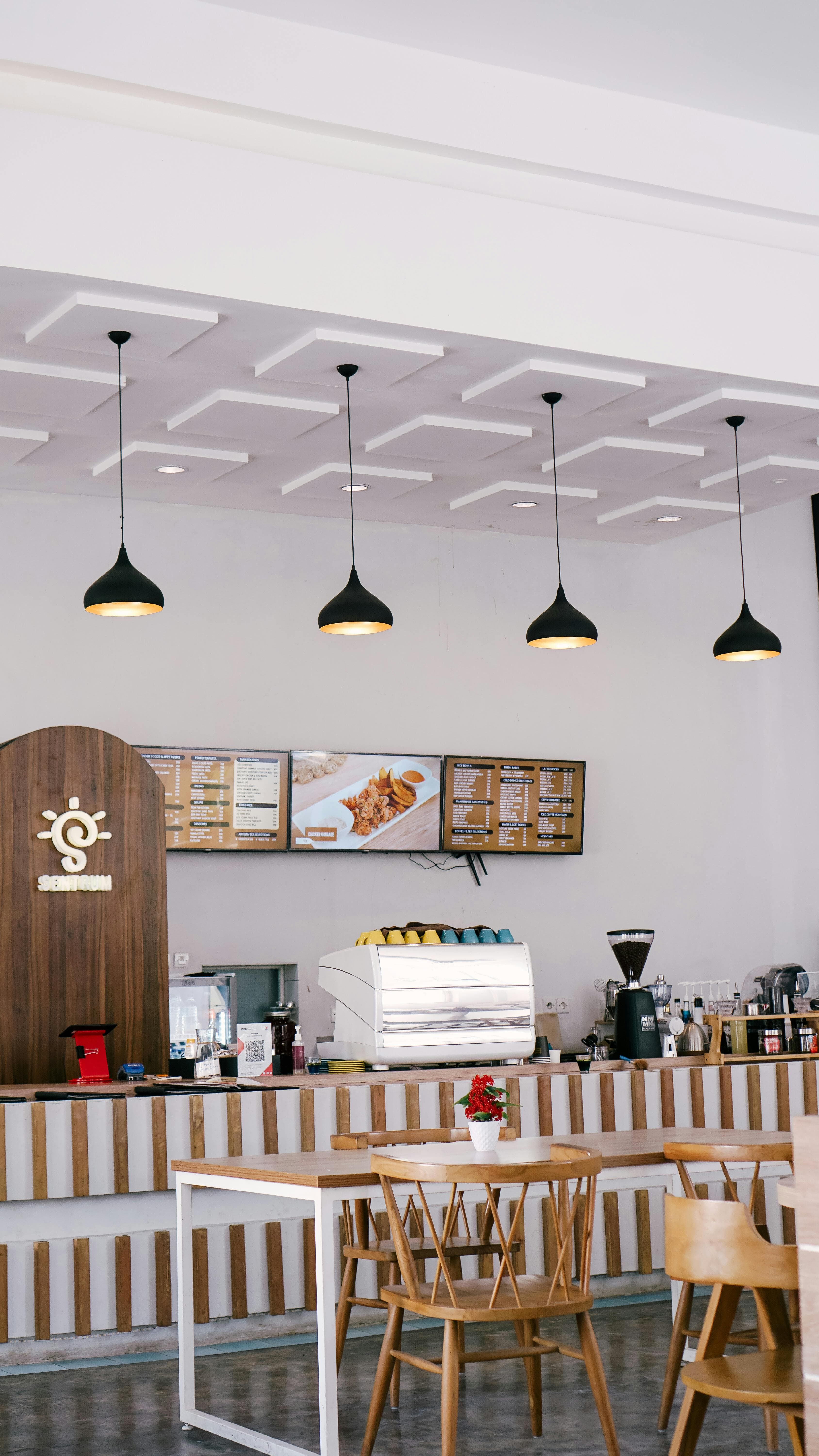 Bar lounge with stylish lighting.