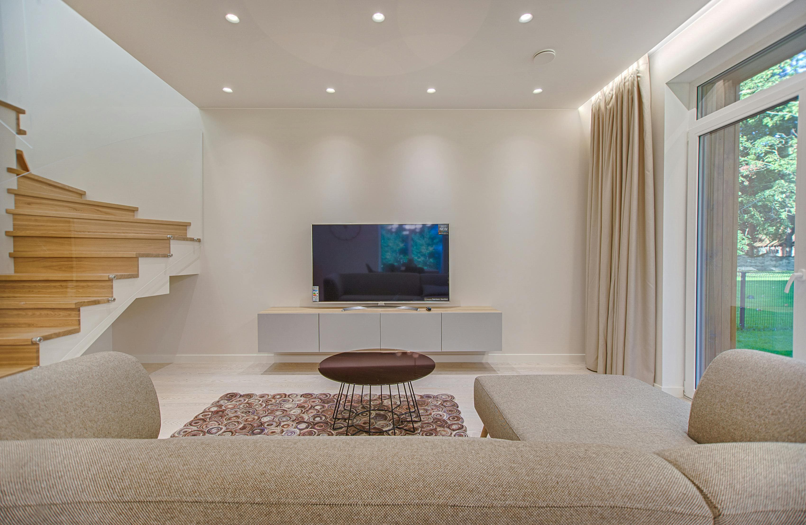 Elegant TV unit and living room.